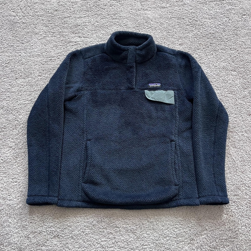 Patagonia Snap T Polartec Thermal Fleece Pullover Womens Size Medium Navy Blue